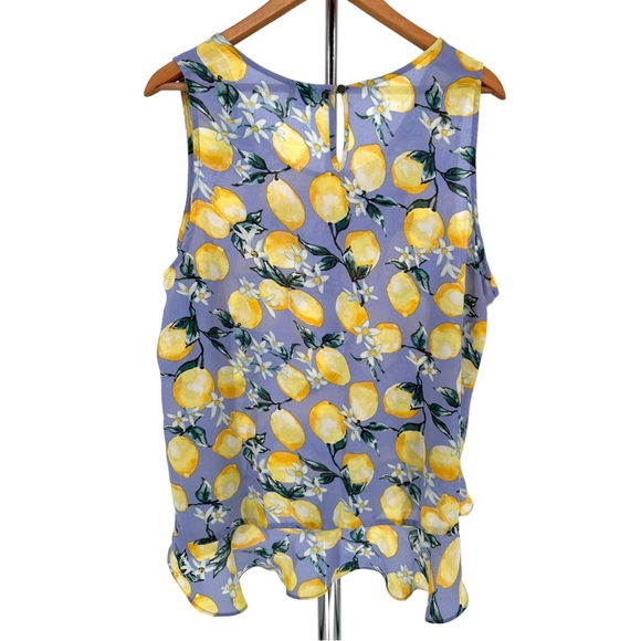 Torrid Lemon Print Sheer Sleeveless Twist Front Top size 1/1X - Picture 9 of 14